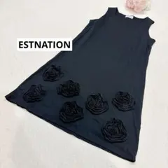 エストネーションESTNATION bisノースリーブミニワンピース 薔薇 黒のサムネイル