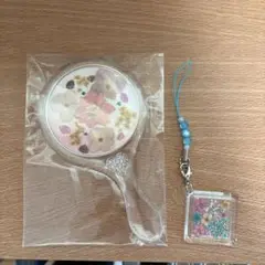 押し花デザイン ミラーとストラップセット