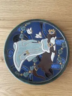 【新品未使用】巴誉 5寸皿 カワウソ タイル作家