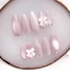 357♡ ネイルチップ マグネット 微粒子　ワンホン フレンチガーリー