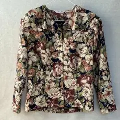 ヴィンテージ ブラウス 薔薇 茶色系 M 80s 90s afric asi