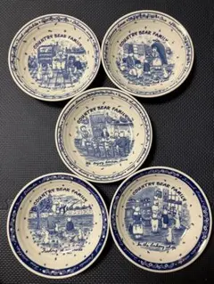 未使用【5枚組】COUNTRY BEAR FAMILY プレート日本製レトロ食器のサムネイル