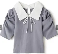 GRL 配色カラーリボンパワーショルダートップス[sf853]