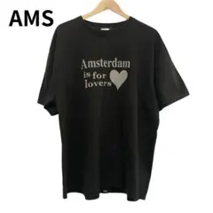 アムステルダム・イズ・フォー・ラヴァーズ　半袖　Tシャツ ブラック　ロゴ　丸首