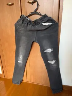 BREEZE ダメージ加工 ブラックボトムス 150