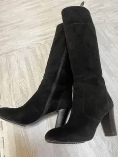 DIANA ブラック スエード ロングブーツ ヒール8cm