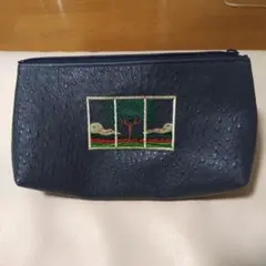 刺繍デザイン ネイビー ポーチ