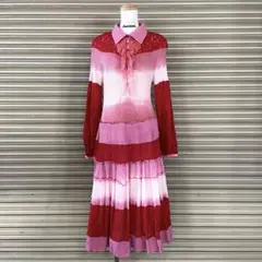 一点物 リブニット×レースフリル シャツワンピ ティアード 異素材 y2k 古着