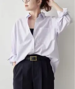 Spick&Span ライトオックスオーバーシャツ　シャツ　パープル