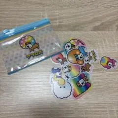 アフロ犬 サンエックス ミニクリアポーチ サンキューマート ステッカー シール