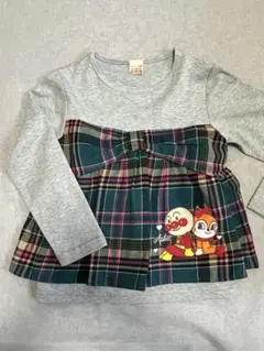 アンパンマン チェック柄 長袖Tシャツ　120 ドキンちゃん　ロンT