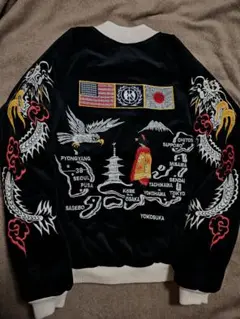 Houston 90s スカジャン 別珍 キルティング 黒 襤褸 雰囲気 houston-51393-blk4.jpg