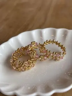 【ビーズリング】ピンクのリングセット
