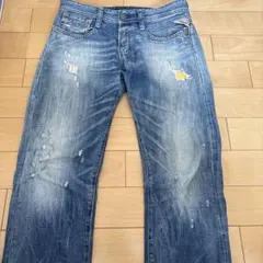 Replayダメージ加工 ブルーデニムパンツ