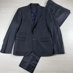 美品 ZARA MAN ザラマン セットアップ スーツ ネイビー 光沢 裏地総柄