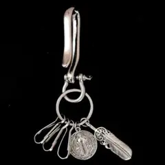 真鍮&ステンレス　ブラス　シルバー　オリジナル　フェザー&コイン　キーフック