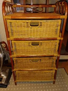 M様専用☆ラタン製 4段収納チェスト 昭和レトロ ヴィンテージ - メルカリ