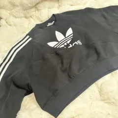 adidas ブラック クロップドスウェット
