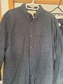 H&M 175/100A レギュラー ダークブルー ストライプ柄 長袖シャツ