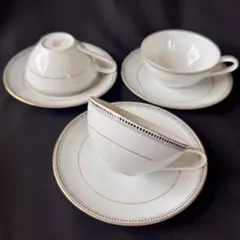 昭和レトロ　オールドノリタケ　日本陶器会社　モノクロでシンプルな素敵なカップ3客