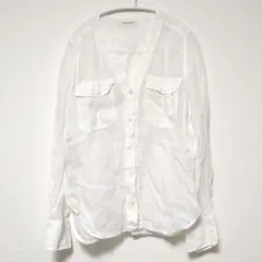 美品 マカフィー トゥモローランド リネン100% Vネックシャツ 白 38Mのサムネイル