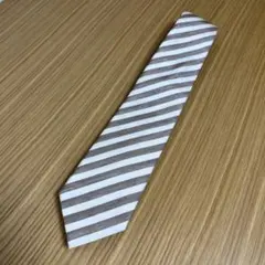 Maker's Shirt ブラウンホワイトストライプネクタイのサムネイル