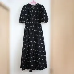 ZARA エンブロイダリーポプリンワンピース 花刺繍 パフスリーブ XS
