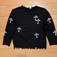 SHEIN キッズ クロス柄 ダメージニット セーター 12Y
