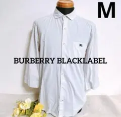【BURBERRY BLACKLABEL】ストライプブラウス　刺繍ロゴ　M相当