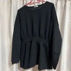 ハニーズ Mサイズ 黒 ブラック ペプラム ニット セーター