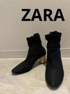 ZARA WOMAN ショート ブーツ　ゴールド ヒール　ザラ　ギャル スエード