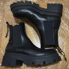美品 ZARA ザラ サイドゴアブーツ チェルシーブーツ トラックソール 厚底