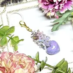 シマエナガ （青紫×水色 桜 金枠） チャーム レジン かわいい - メルカリ