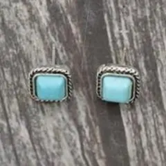 ターコイズ　スクエア　ピアス ヴィンテージ ボヘミアン　ハワイアン インディアン