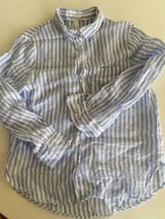 H &M リネン　レジャー　運動会　 ストライプシャツ 160/88A