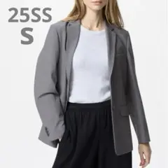 【美品】UNIQLO 25SS テーラードジャケットリラックスフィット グレー