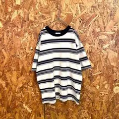 BEAUTY&YOUTH 半袖Tシャツ ボーダー ホワイト パープル メンズ L