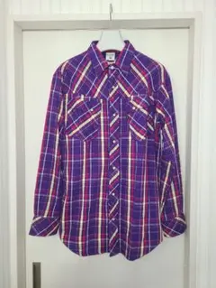 columbia ネルシャツ 紫 チェック柄
