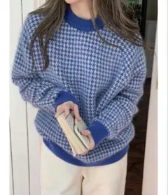 MAISON DE THERESE クルーネック配色ニットトップス