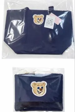 フェイラー オールドテディ ワッペントートバッグ ネイビー　Ｌサイズ　ポーチ