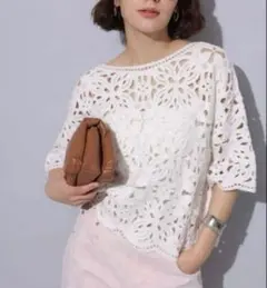 浅見れいな着用☆新品☆Arpege story 2wayレーシー半袖ニット 完売