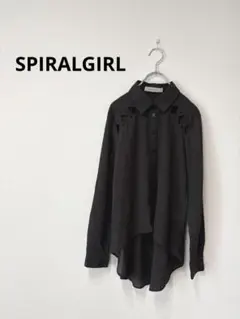 SPIRALGIRL スパイラルガール 肩あきレースアップシャツ ブラックのサムネイル