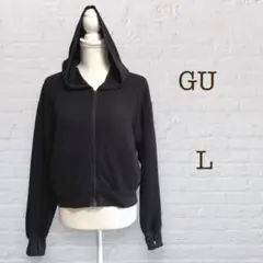 ジーユー/UVカットフルジップパーカー/長袖パーカー/ブラック/羽織り/丈短め