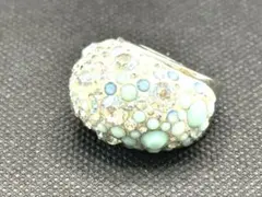 訳有りSwarovski ボリュームパヴェリング水色x クリーム色52