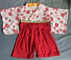 花柄　着物　袴　ロンパース　70