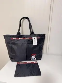 レスポートサック ハローキティ ブラック ボストンバッグ ポーチ付き レスポートサック ハローキティ コラボ ショルダーバッグ ポーチ