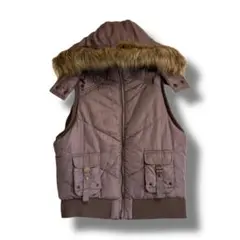 Y2K 00s 平成ギャル ファー ダウンベスト グランジ 海外ガール グランジ