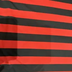 【99】ニット生地　ポリジャージ　ボーダー　赤×黒
