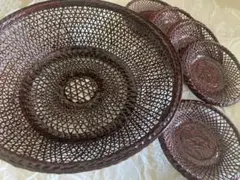 新品未使用　藍胎漆器　らんたい漆器　フルーツかご　茶托5枚　セット