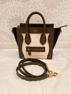 【希少】セリーヌ CELINE ラゲージナノショッパー バイカラー 旧ロゴ
